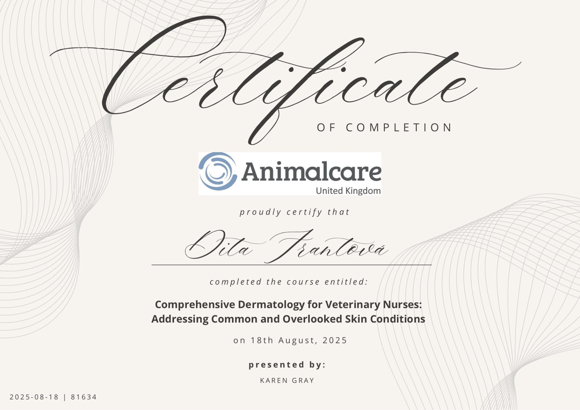 kurz pro veterinární sestry na téma Dermatologie - řešení běžných a přehlížených kožních problémů